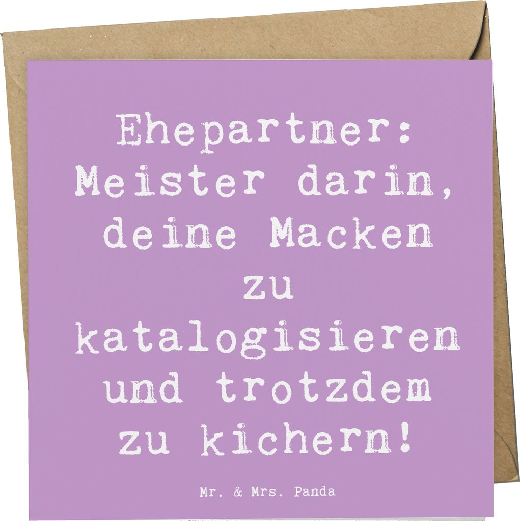 Mr. & Mrs. Panda Grußkarte Spruch Ehepartner Schätze - Lavendeltraum - Geschenk, Geburtstage, faltkarte, anlasskarte, Jubiläen, doppelkarte, Kic...