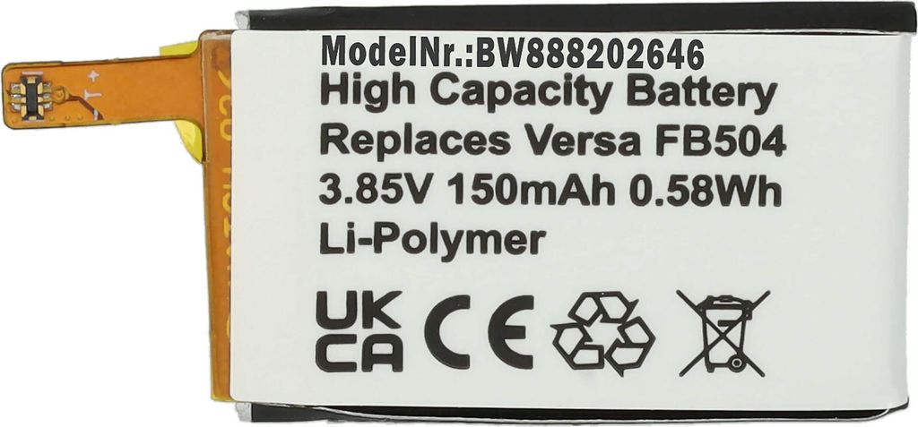 vhbw Akku kompatibel mit Fitbit FB504, FB505, Versa Smartwatch Uhr Fitnessarmband (150 mAh, 3,85 V, Li-Polymer) + Werkzeug-Set