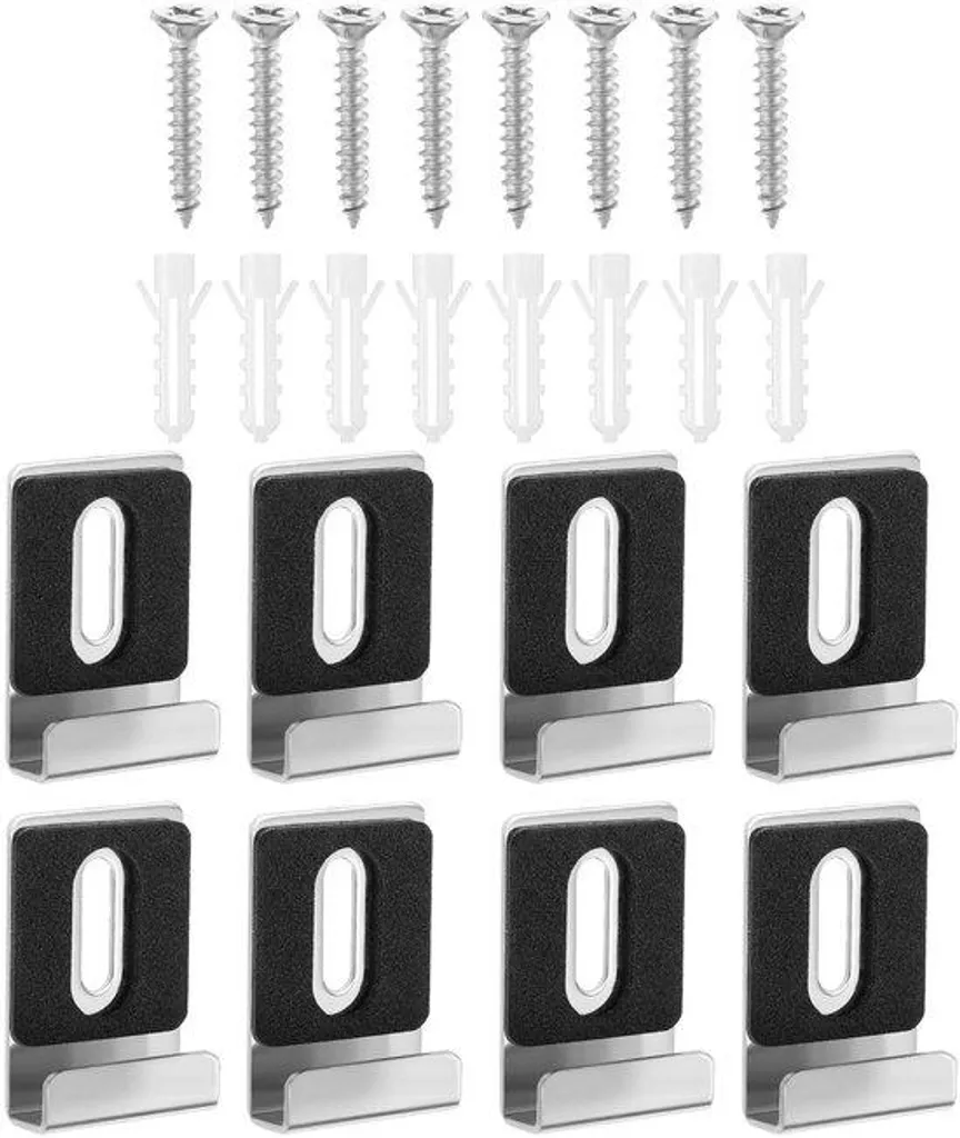 Clips de fixation miroir noirs pour éviter les chutes lot de 8 métal