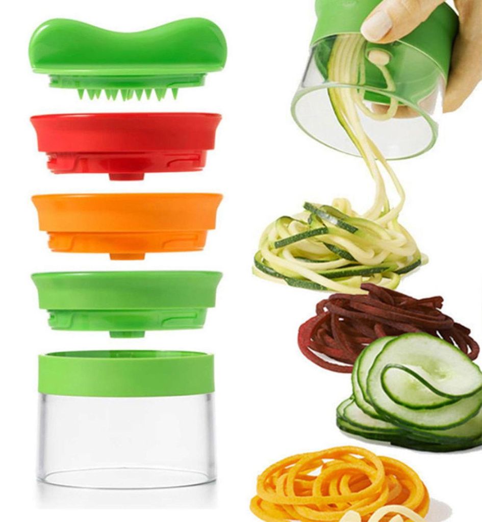 Spiralschneider Gemüse 4 in 1 Gemüseschneider Hand Zoodles Schneider Gemüsehobel für Gemüsespaghetti Zucchini Karotte Gurke Kartoffeln Zwiebel...