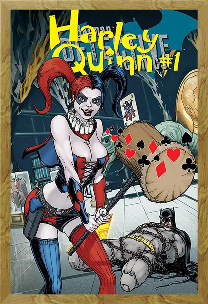 Quadro Harley Quinn DC Comics Cornice Legno Oak 61x91.5 Shinsuke