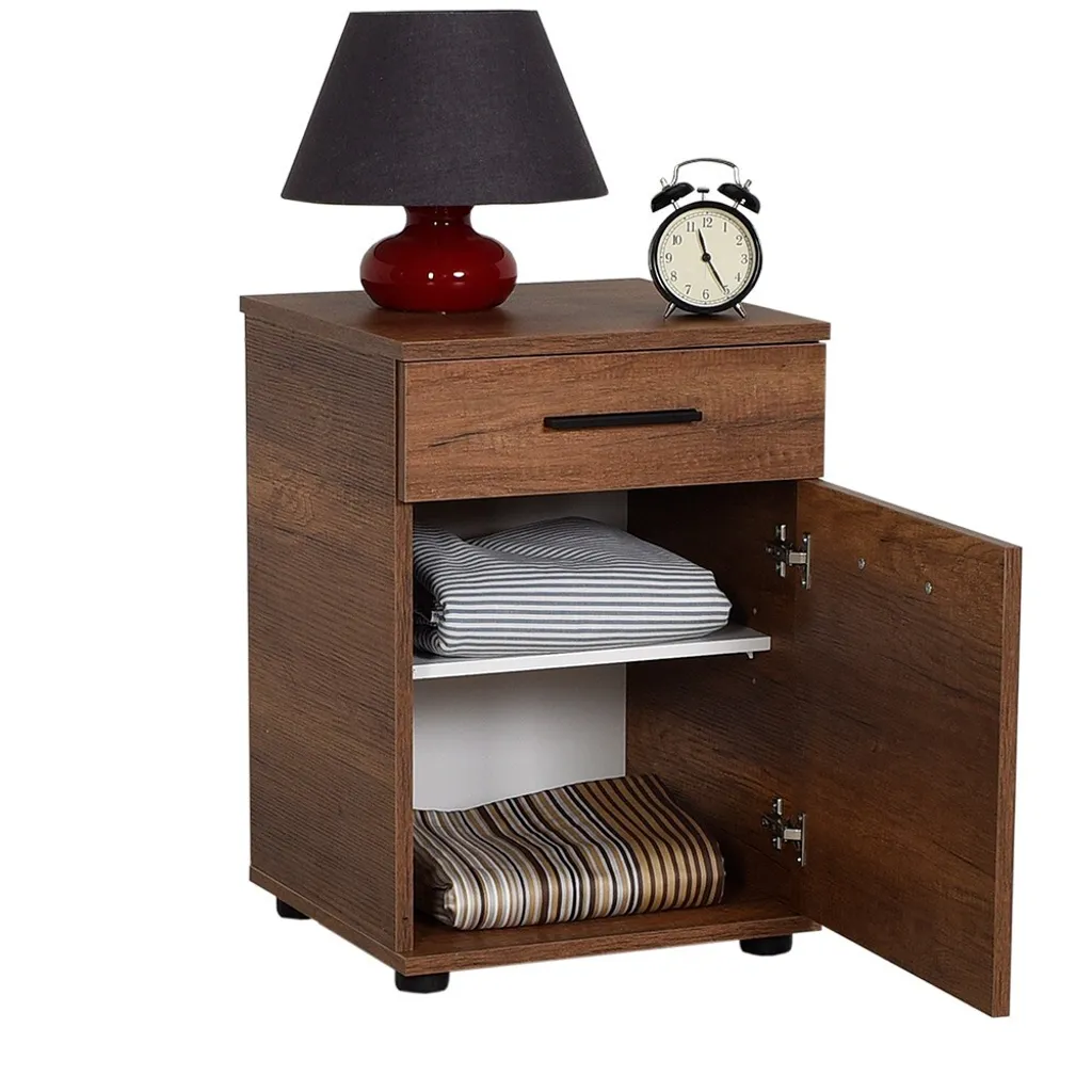 Table de nuit Oslo résistante en mélamine pour un rangement durable