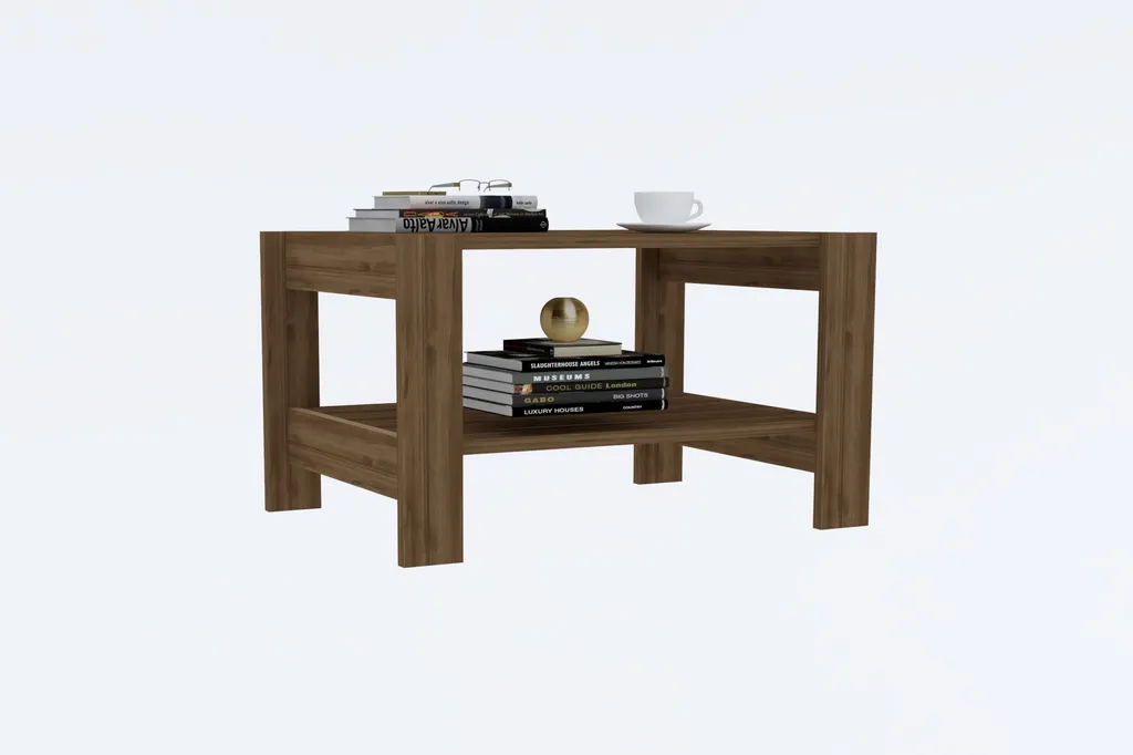 Table Basse Rectangulaire Noyer Herb pour Salon Moderne, 70 cm de Large - 2