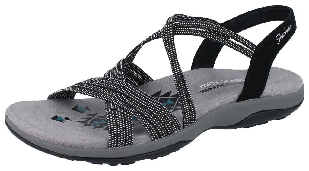 SKECHERS Damen Riemen Sandale schwarz Textil Stretch - Produktbild 