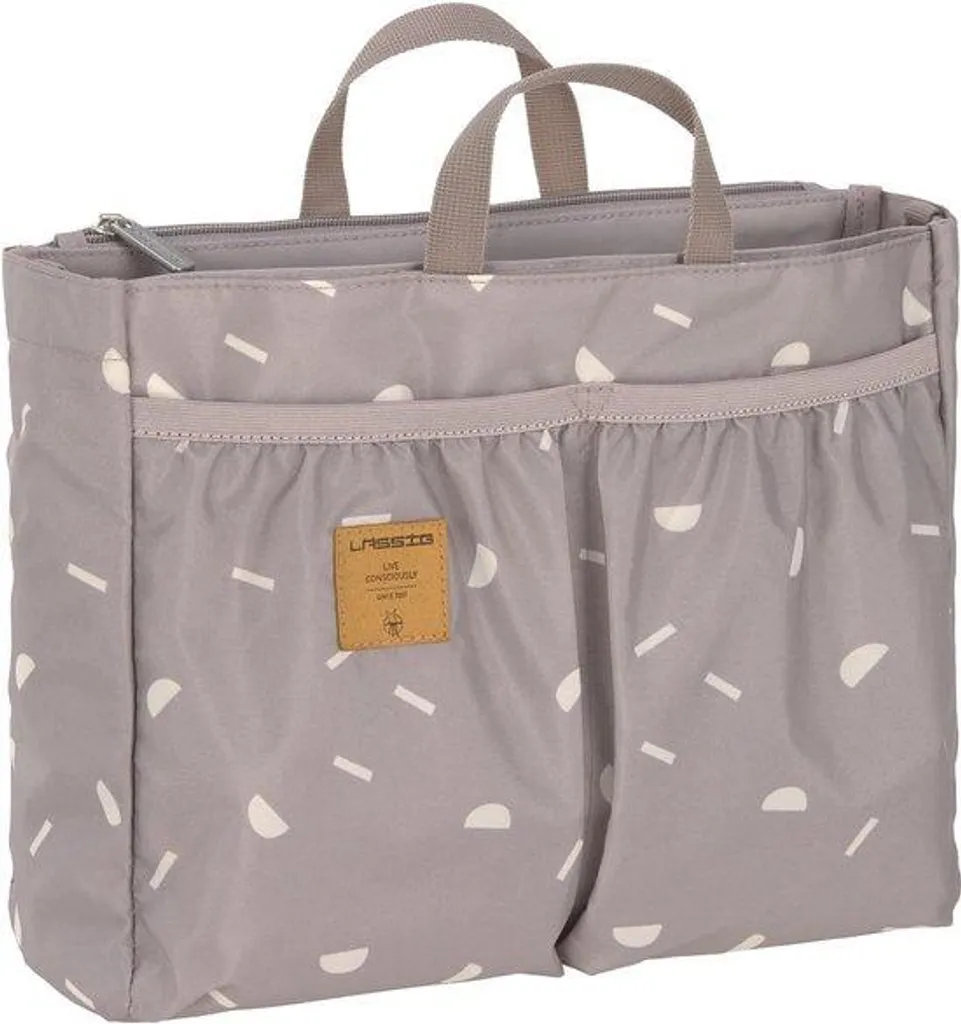 Organiseur pour poussette taupe avec compartiments et tapis de change