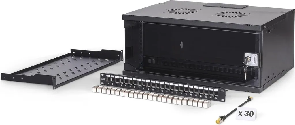 Baie informatique 19 pouces 4U Digitus DN-49201-SET en acier robuste