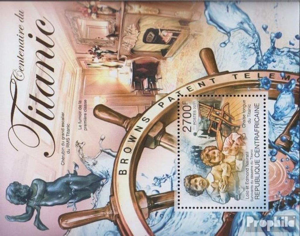 Briefmarken Zentralafrikanische Republik 2011 Mi Block742 (kompl.Ausg.) postfrisch Jahrestag Untergang der Titanic