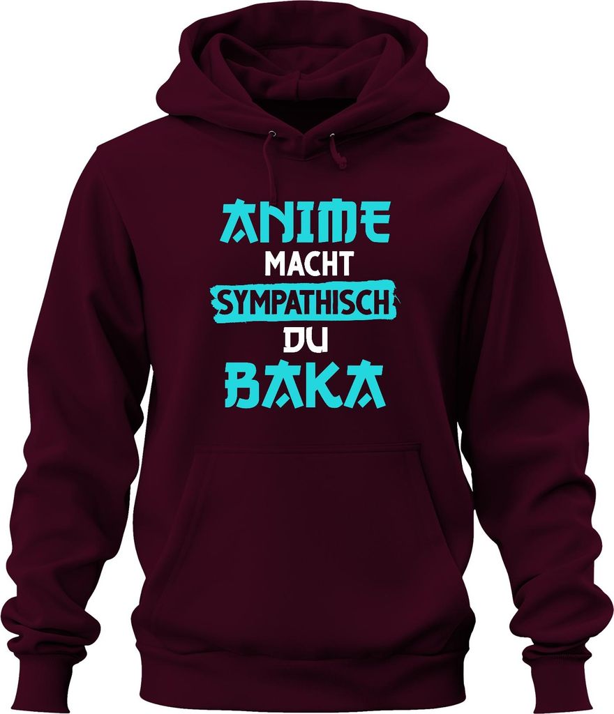 Anime macht sympathisch du Baka Otaku Manga Geschenk Japan Nerd Uni Hoodie Kapuzenpullover, Burgundy, L