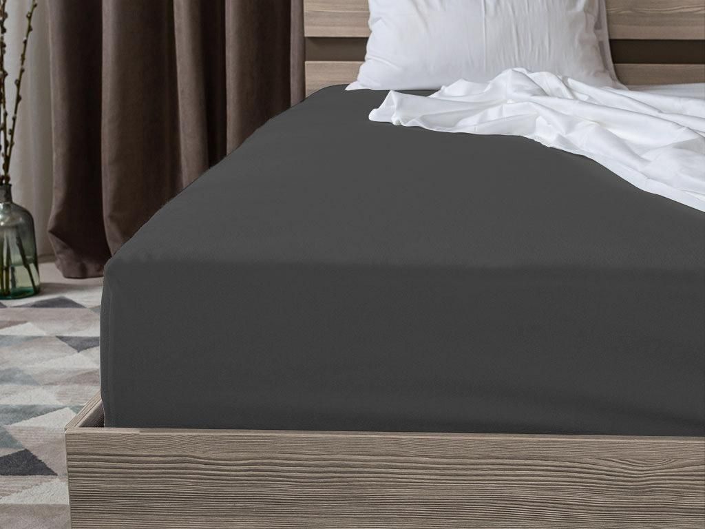 Prześcieradło Jersey EXCLUSIVE ciemnoszare 180 x 200 cm Zdjęcie produktu 