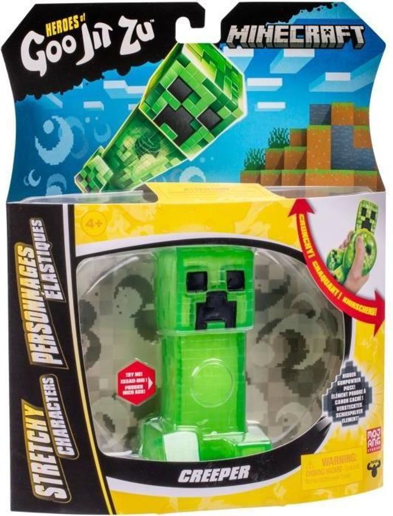 Minecraft Creeper Goo Jit Zu Figur, 11 cm, Elastische Textur, 3x Dehnbar