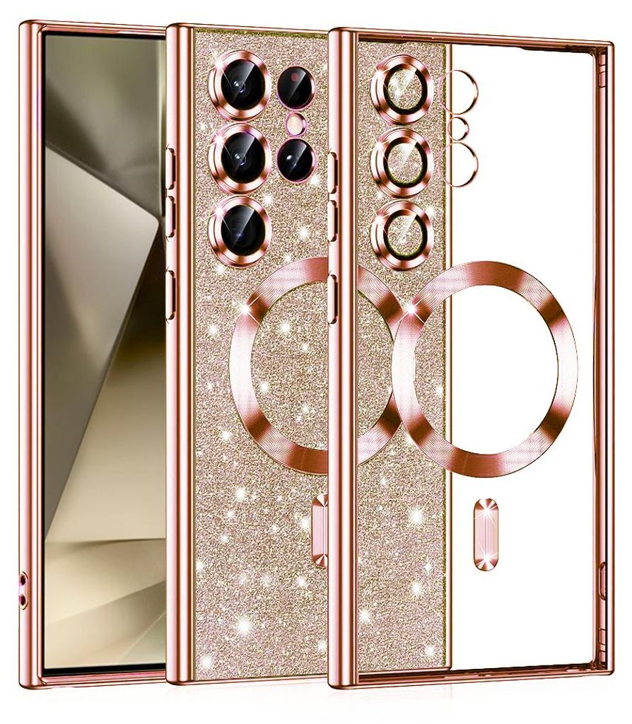 Techsuit Luxury Glitter Back Cover Hülle mit MagSafe für Samsung Galaxy S24 Ultra - Roségold