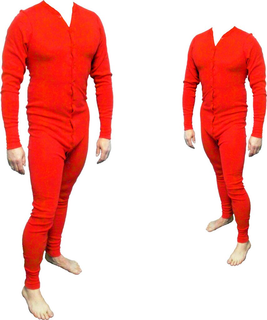 Long John Western Unterwäsche rot Einteiler Baumwolle - Cowboy Unterhose L - 52/54