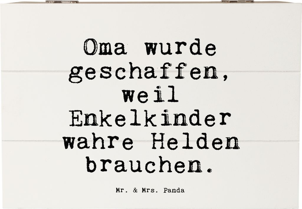 Mr. & Mrs. Panda Holztruhe Oma wurde geschaffen, weil... 22 x 15 cm - Weiß - Geschenk, Großeltern, Enkelkinder, Omi, Enkelkind, Holzkiste mit Dec...