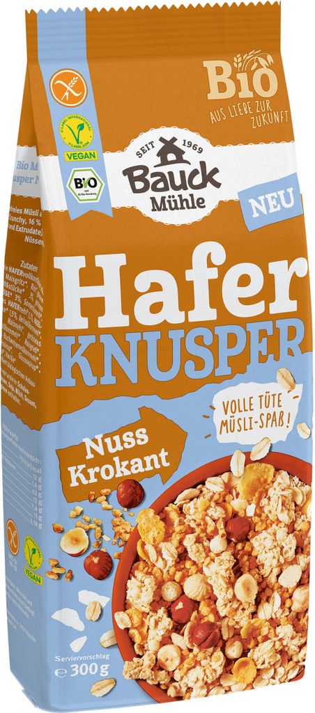 Bauck Mühle Hafer Knusper Müsli Nuss Krokant  300g Produktbild 