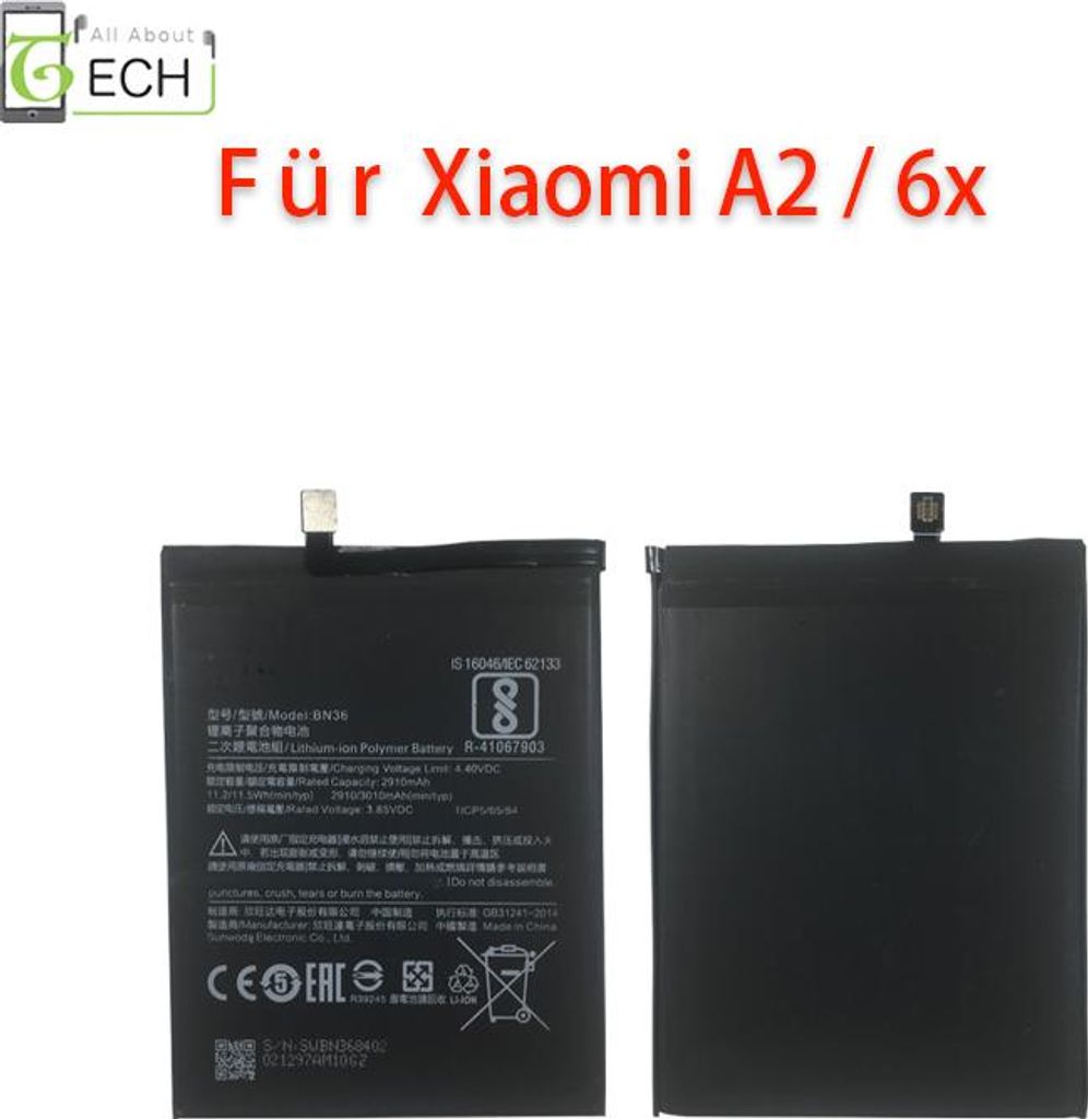 Für Xiaomi Akku BN36 Mi A2 Mi 6X Accu Batterie 3000mAh NEU Produktbild 