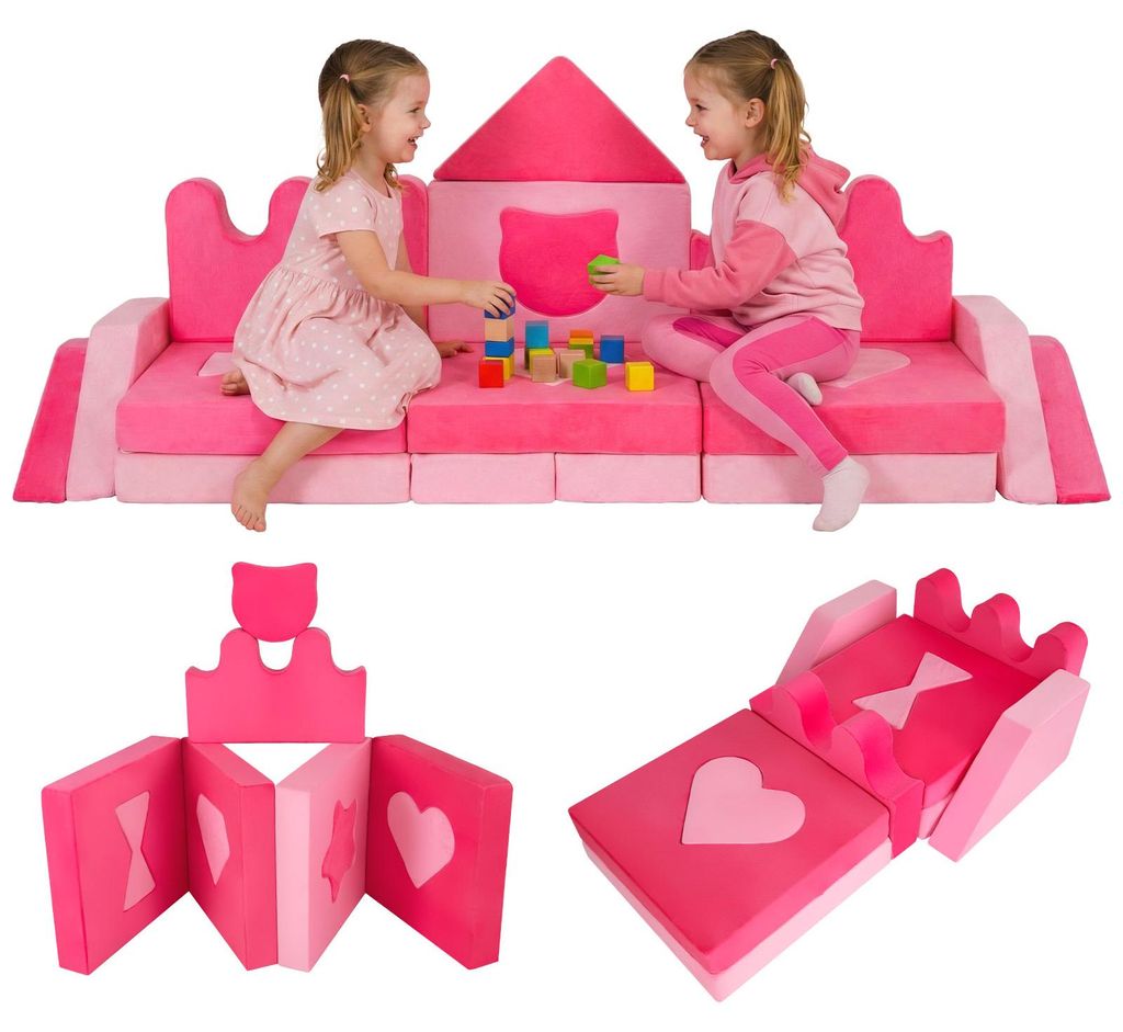 COSTWAY 14 teilige Kindersofa in Kronenform, modulares Produktbild 