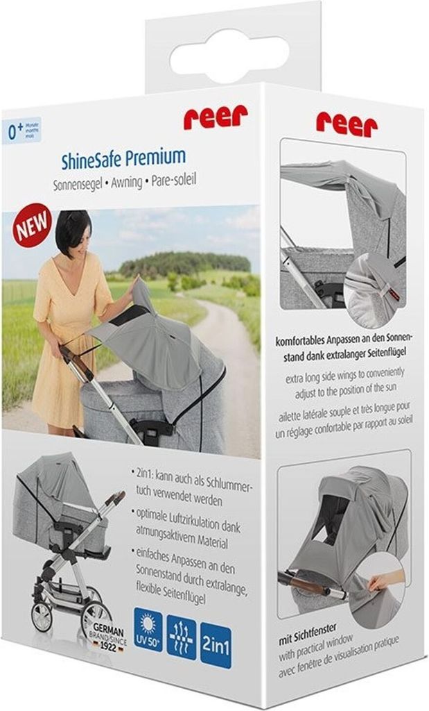 Prémiová ochrana proti slunci pro kočárky, UPF 50+, šedá, Obrázek produktu 1