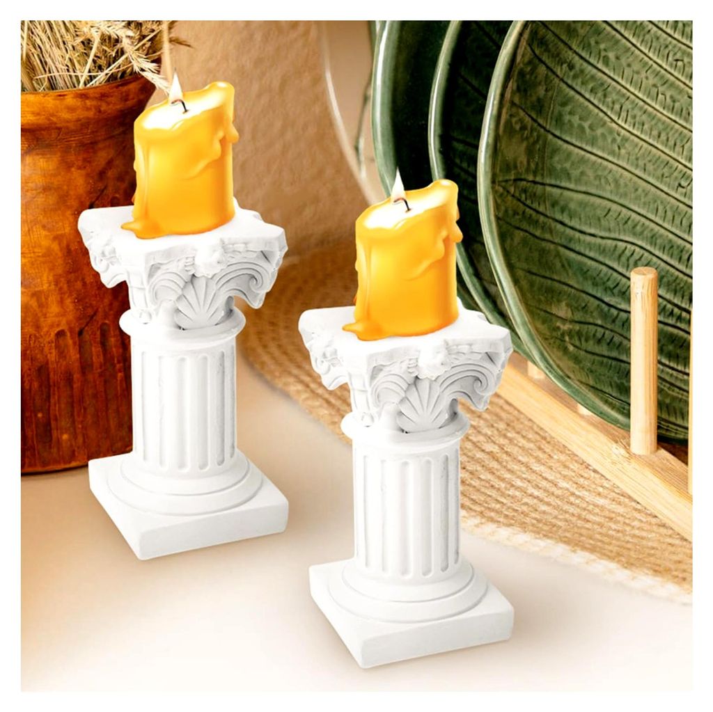 10 Stück Weiße Kerzenhalter Römische Säulenstatuen Griechische Säulen Kerzenhalter Mini-Harz Römische Säule Kerzenständer Architektonische ...