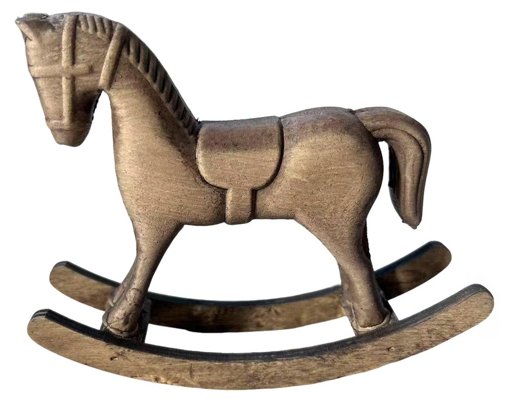 Schaukelpferd-Figur aus Holz, Retro-Miniaturpferd-Ornament, rustikale Schaukelpferd-Statue für den Schreibtisch, Tischdekoration, Regal oder Schrank