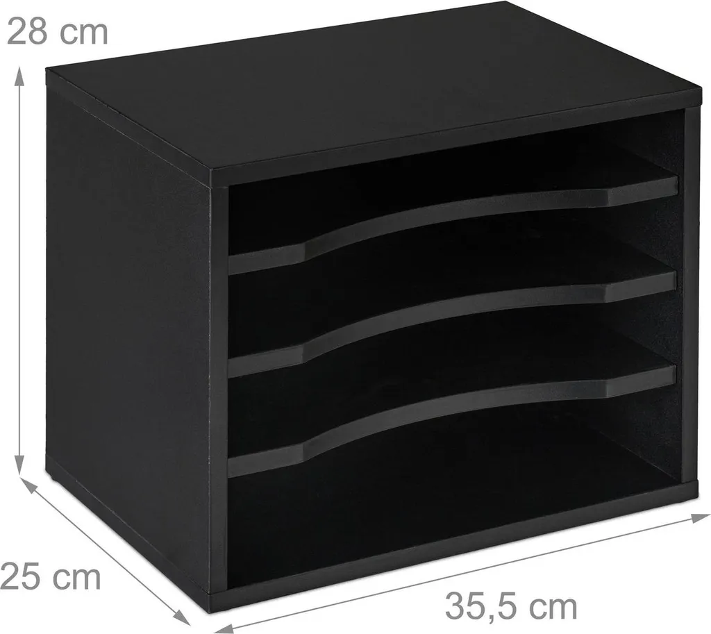Corbeille à courrier noire superposable pour tri de documents de bureau