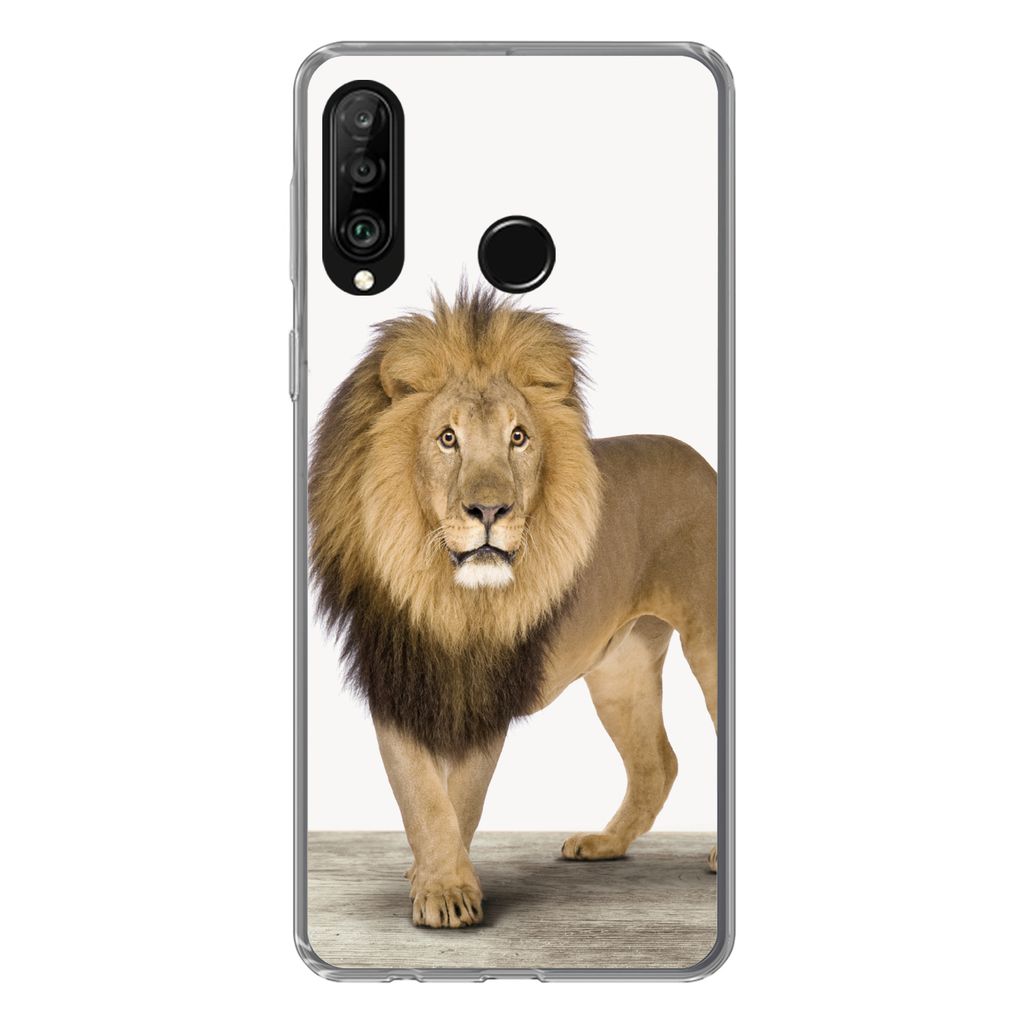 MuchoWow Handyhülle Schutzhülle Hülle für Huawei P30 Lite Jungen - Löwe - Tiere - Kinder - Mädchen Silikon Softcase Handy Hülle - Handyhülle