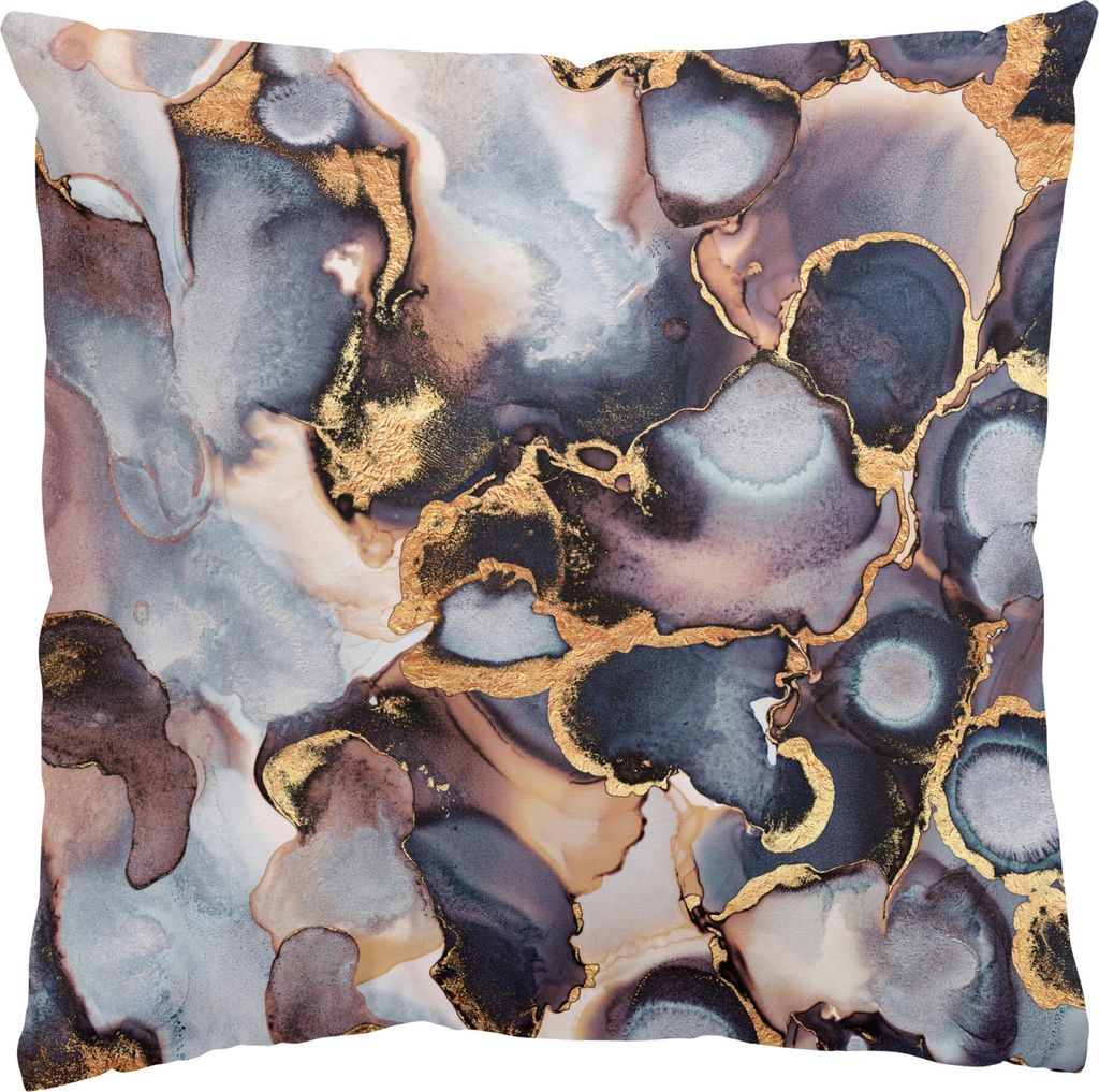 Dekokissen originell draußen / Outdoor Zierkissen waschbar Design gold Aquarell Abstrakt Sofakissen ohne Füllung