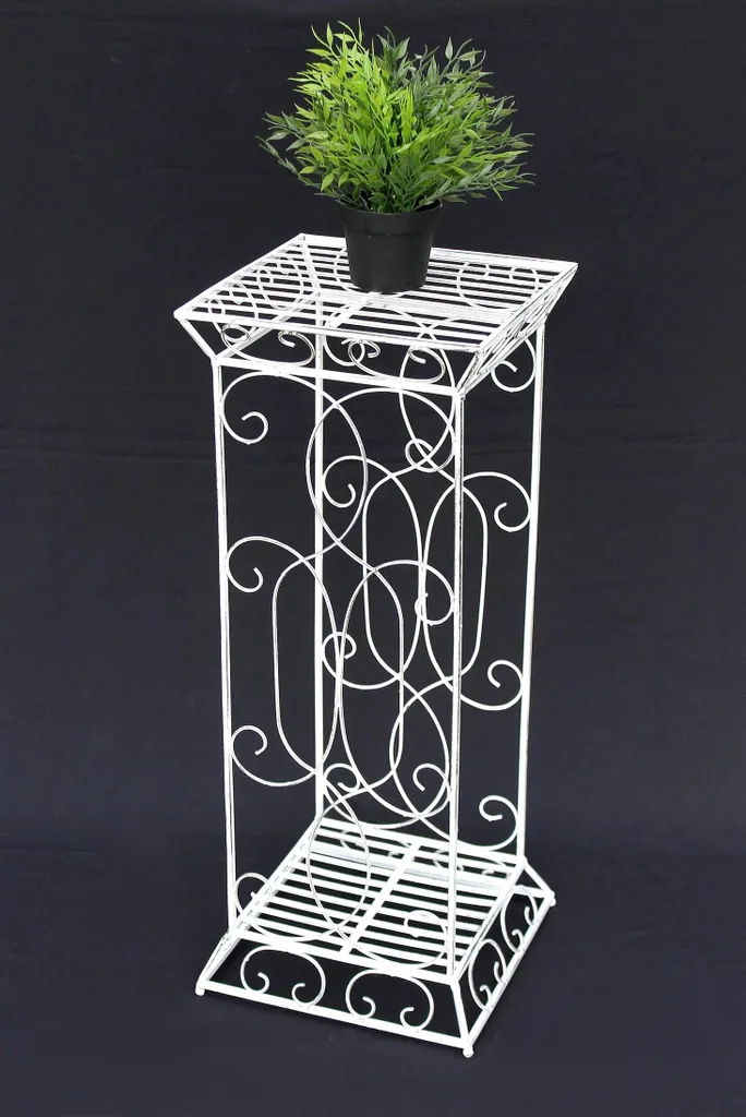 Support fleurs métallique blanc 77 cm design géométrique et robuste