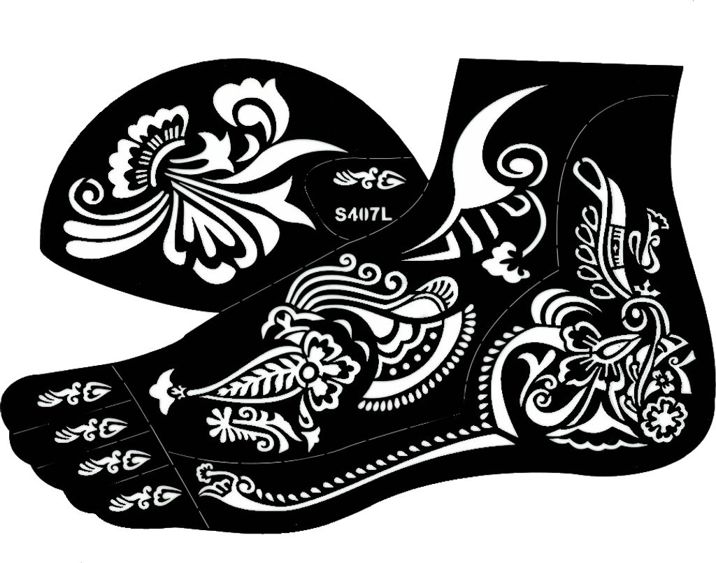 Henna Tattoo Schablone für den linken Fuß
