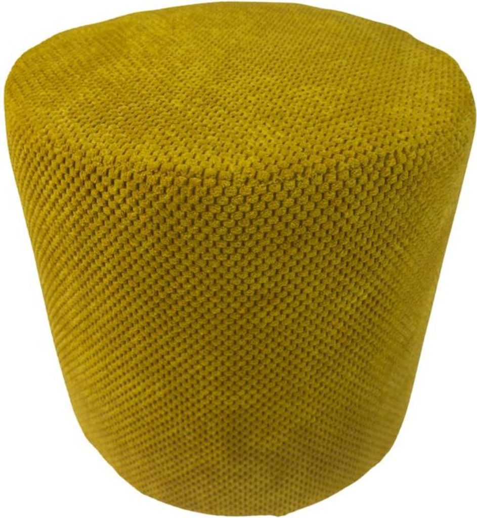 Samt-Hocker ZEFIR DOT 40x40 cm rund – stilvoller Sitzhocker oder Fußhocker fürs Wohnzimmer – Senfgelb