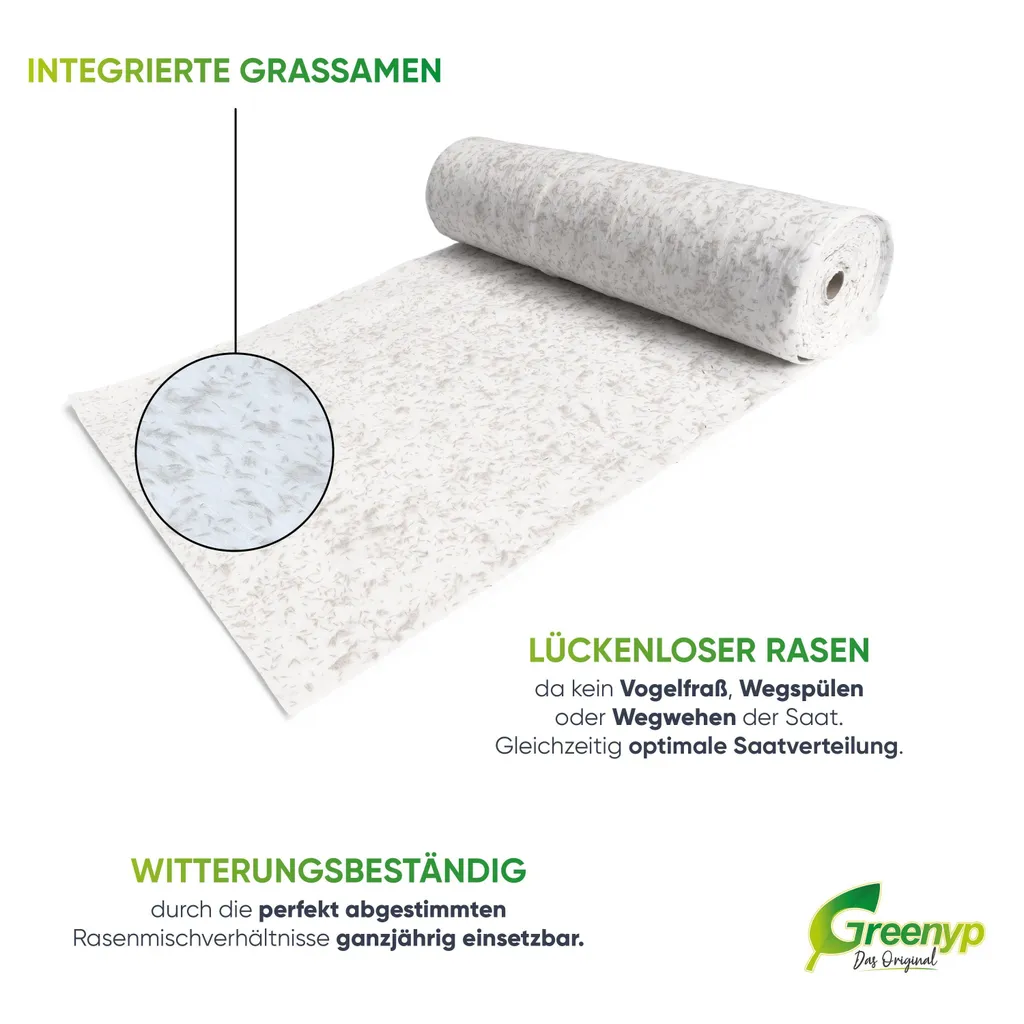 Gazon en rouleau biodégradable avec semences intégrées de 10m²