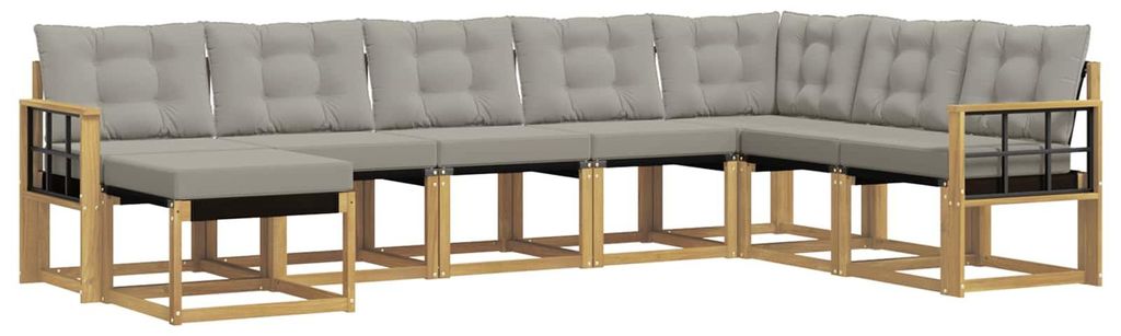vidaXL Outdoor-Sofagarnitur mit Kissen 8 pcs Weiß und Hellgrau