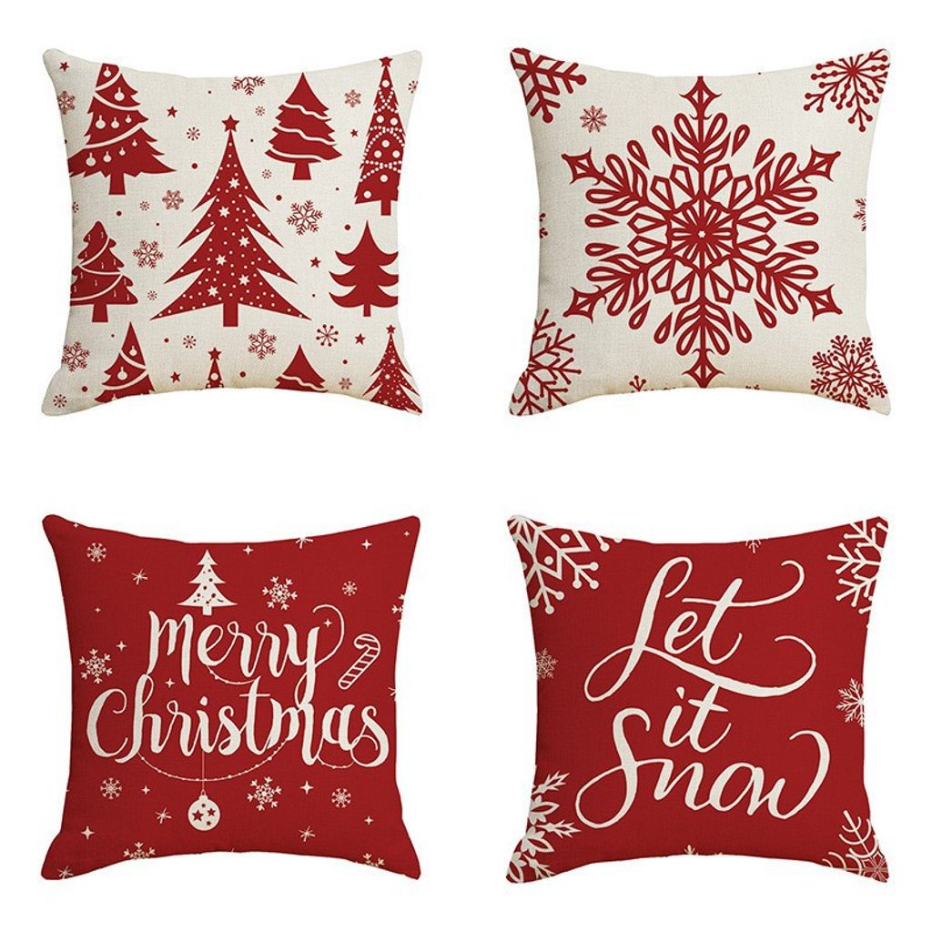 Lanpn Weihnachtskissenbezüge 4 Stück 40x40cm - Winterliche Schneeflocken Deko Für Sofa