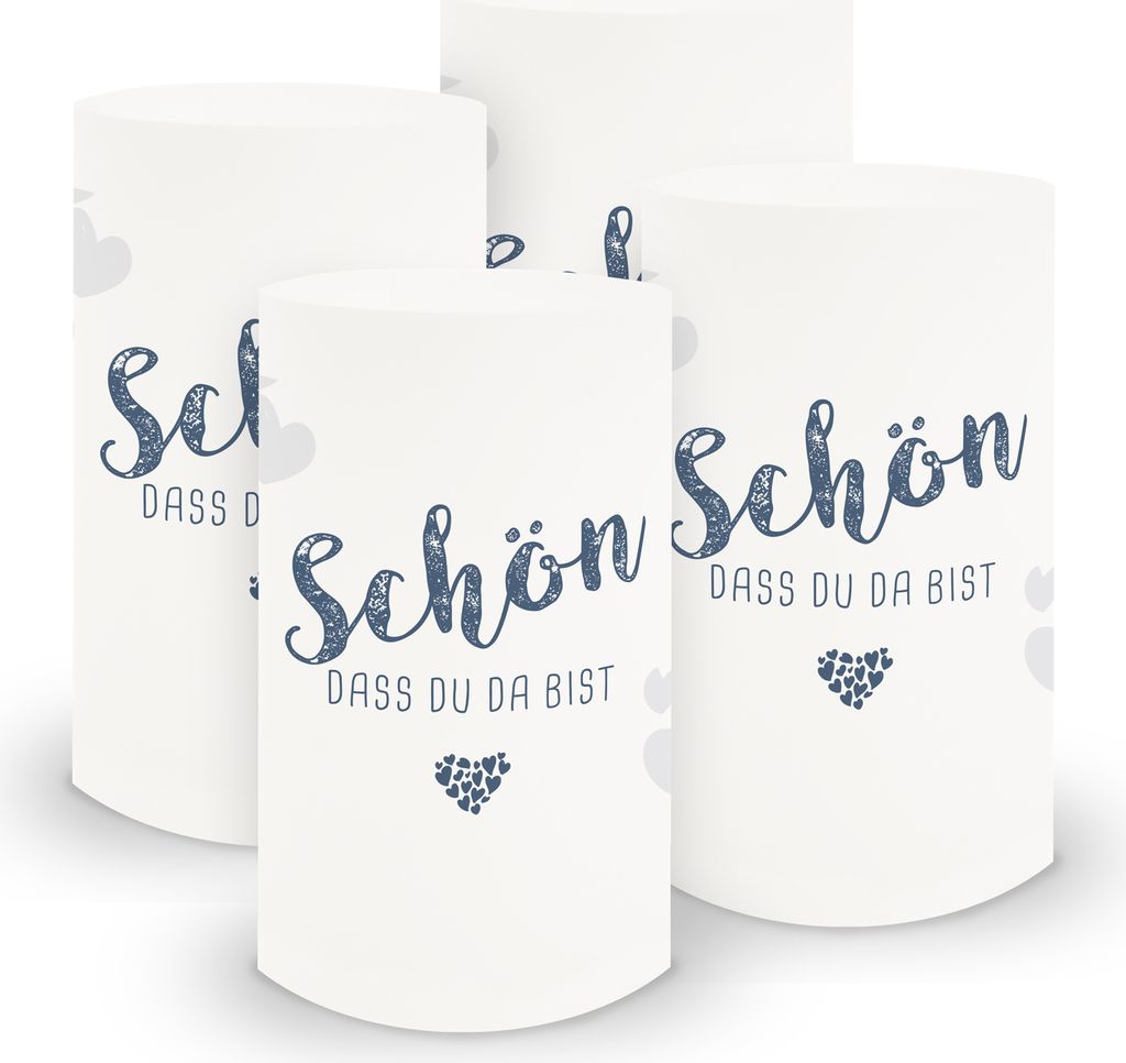 itenga 6x Windlicht Schön dass du da bist dunkelblau 10cm Produktbild 