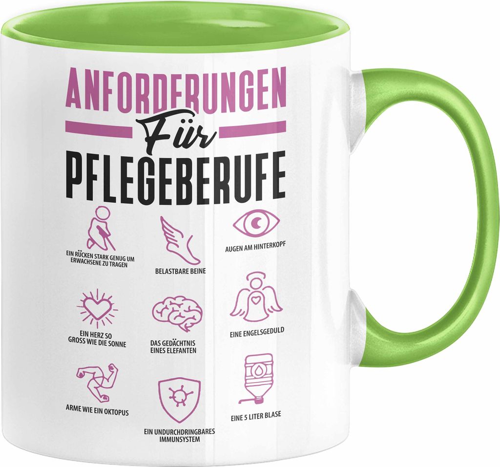 Pflege Tasse Geschenk Pflege-Berufe Geschenkidee Alten-Pflegerin Anforderungen Für Pflege-Berufe (Grün)