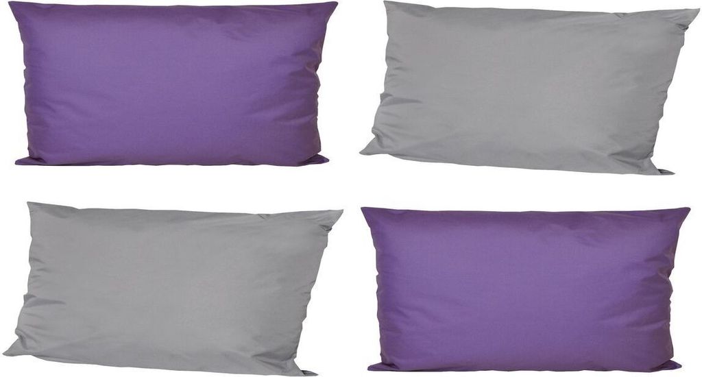 JACK 4x Outdoor Lounge Kissen 30x50cm viele Farben Dekokissen inkl. Füllung Wasserfest Sitzkissen Garten Stuhl, Farbe:2x Lila - 2x Grau