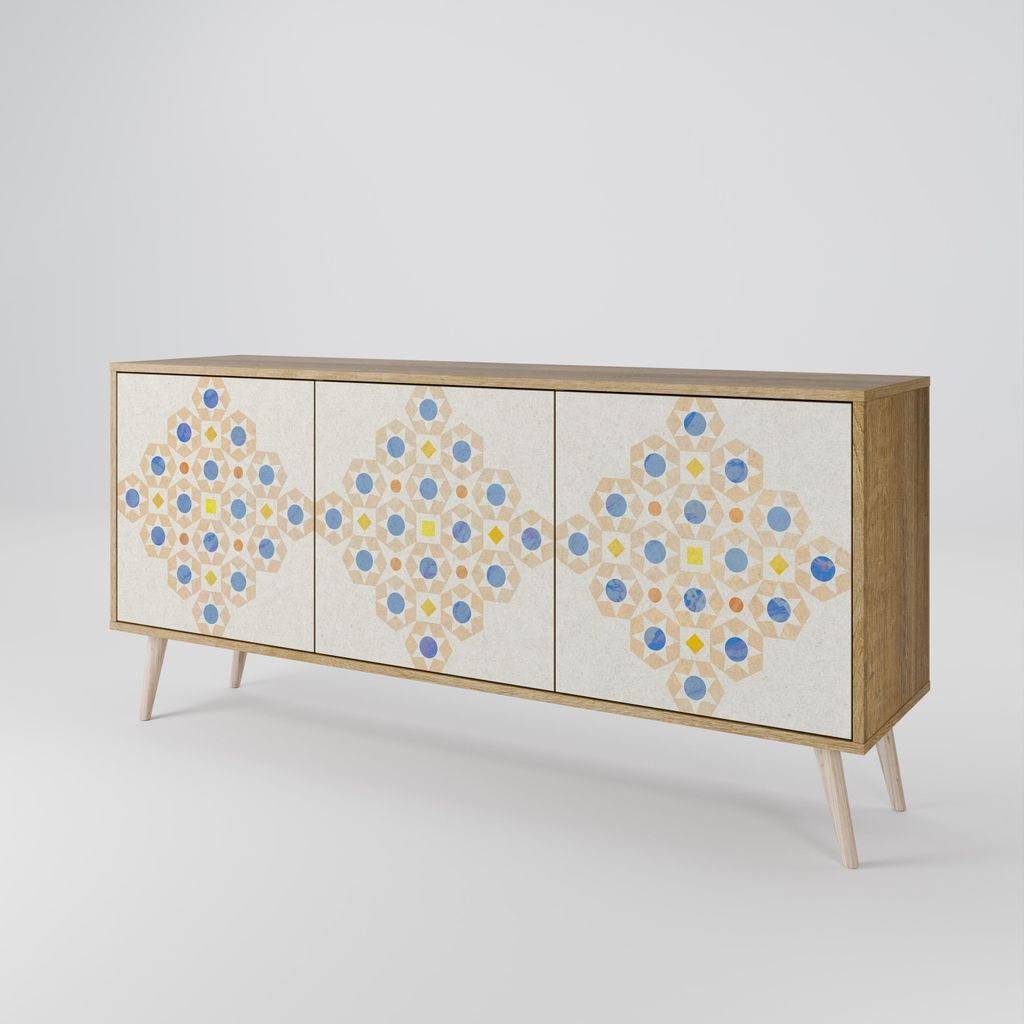 Spacerebels Kommode mit 3 Türen - Sideboard Komodenschrank - Highboard - Kleiderschrank Möbel - Wohnzimmer Schlafzimmer - 57,5×111×42 (HxBxT)