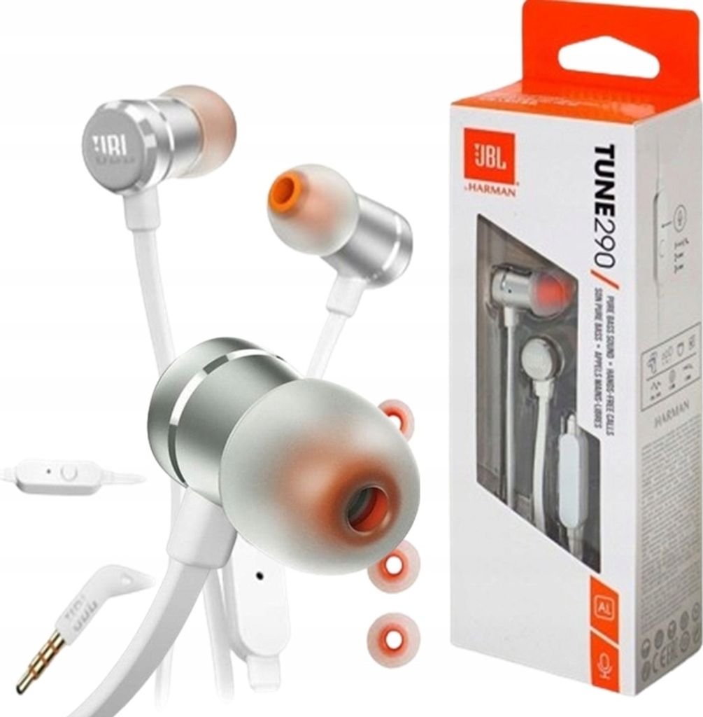 JBL JBLT290SIL Cuffie Cablate con Microfono In Ear Grigio Immagine del prodotto 