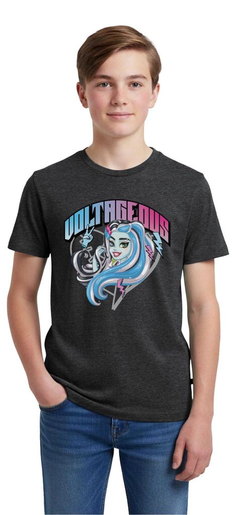Spreadshirt Monster High Frankie Stein Voltageous Teenager Premium T-Shirt, 158/164 (12 Jahre), Anthrazit meliert
