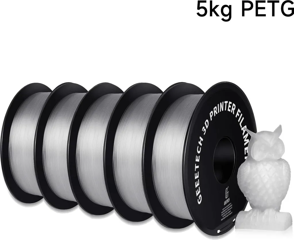 Filament PETG 1,75 mm pour Grandes Impressions 3D - 5kg de Fil Transparent Pro