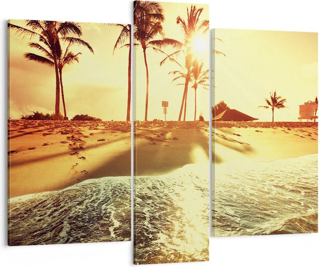 Bild auf Leinwand - Leinwandbild - Strand Meer Palme - 95x80cm - Wand Bild - Wanddeko - Wandbilder - Leinwanddruck - Bilder - Kunstdruck - Wanddeko...
