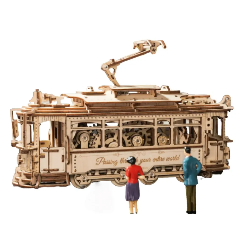 Cadeau DIY Puzzle 3D Tramway Bois - Modèle à Construire pour Adultes