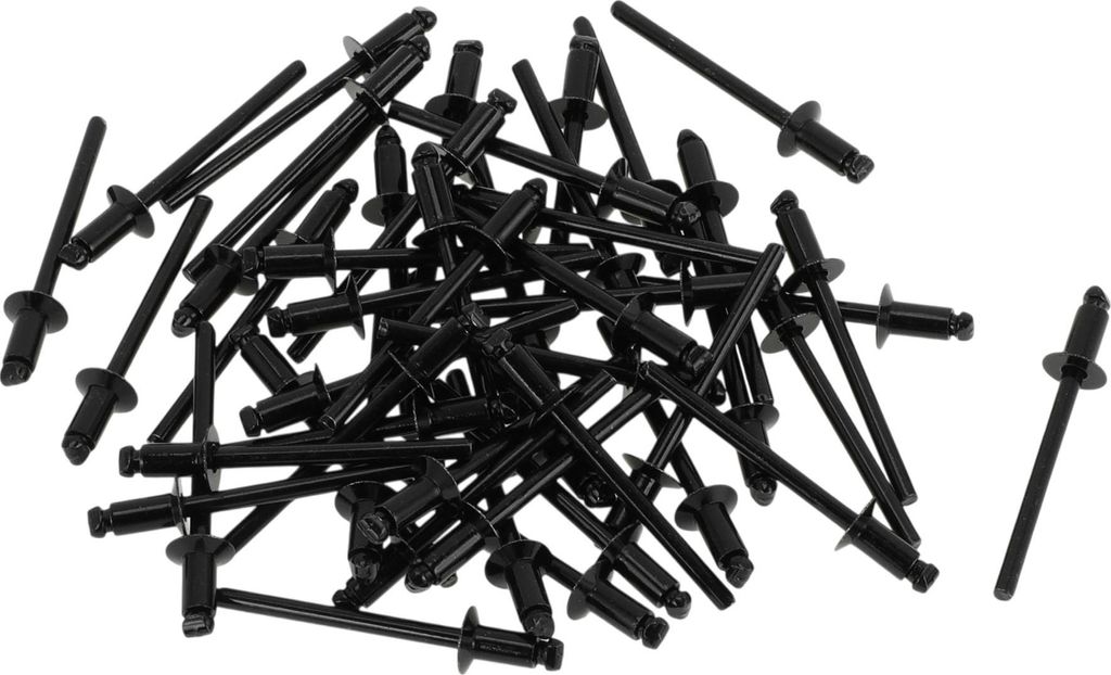 Offene Enden Großkopf Blindnieten Schwarz 50 Stück 4mm Griffdurchmesser 8mm Grifflänge 8mm Flanschdurchmesser Eisen
