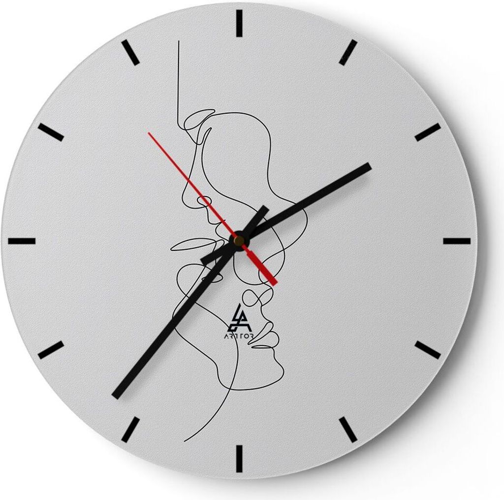 Wanduhr - Rund - Glasuhr - Stück Linear Paar - 40x40cm - Schleichendes Uhrwerk - Lautlos - zum Aufhängen bereit - Dekoration Modern - Wanddekorat...