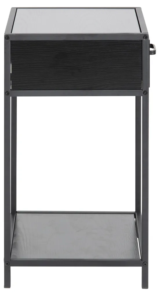 Table de chevet Seaford noir avec étagère de rangement structure métal - 5
