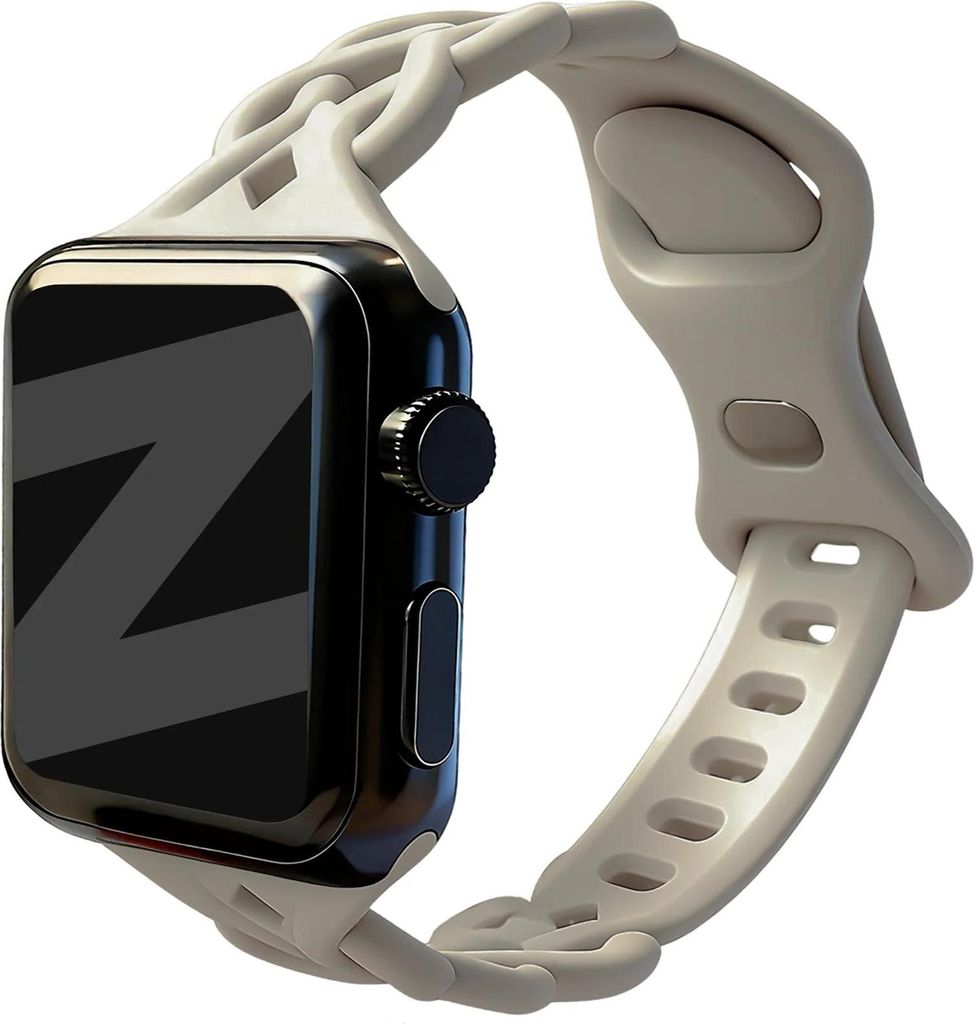 Bandz Luxe Braided Silicone Band (Light Beige) passend für Apple Watch Series 1 bis 11 & SE - Geeignet für 38mm / 40mm / 41mm / 42mm - Bequemes u...