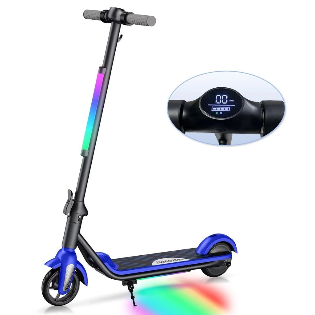 Elektroroller Kinder Alter 6-12, 6,5 Zoll, Faltbarer Elektroscooter Für Kinder, Max Reichweite 8KM, Max 12km/h E Roller, Elektro kinderroller Blau