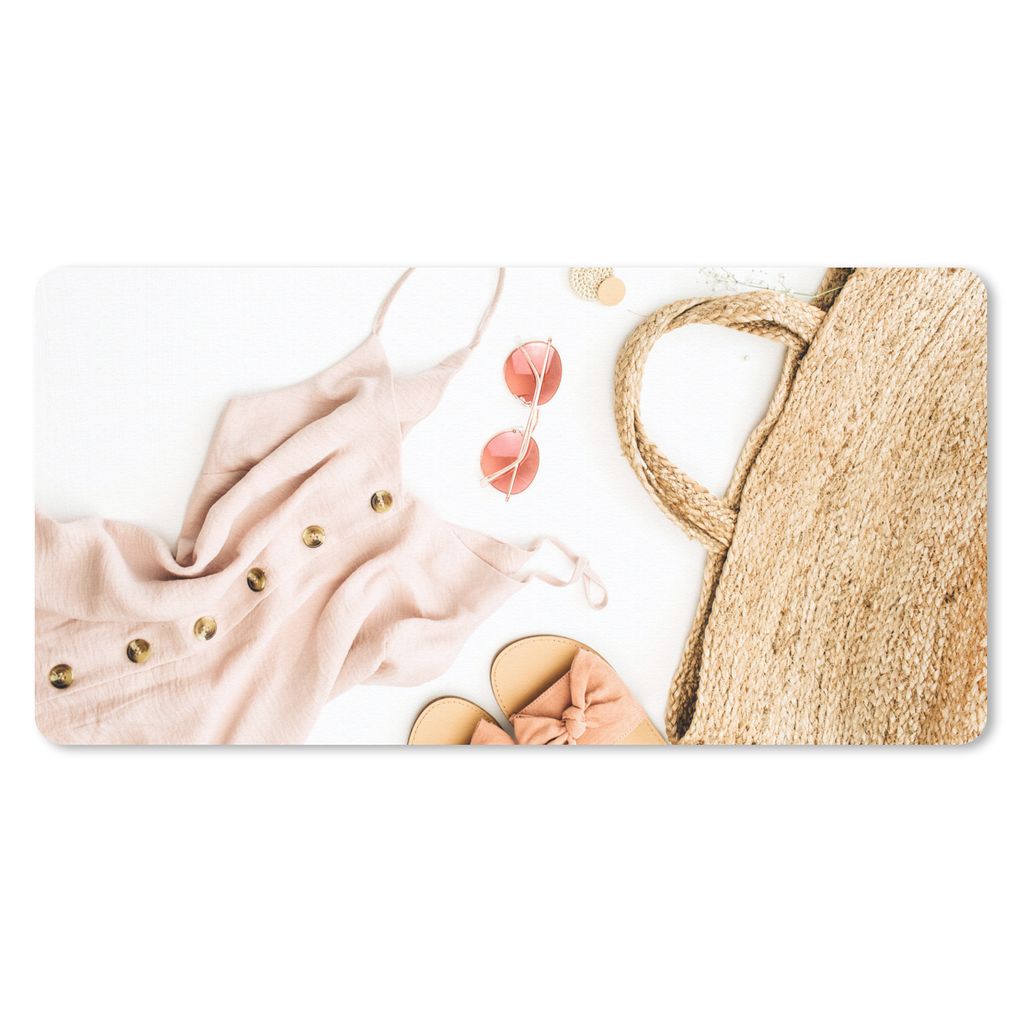 MuchoWow Mauspad Mousepad Tasche - Sonnenbrille - Hausschuhe 60x30 cm - Mousepads - Maus Mat - Pad - Mausunterlage - Nachhaltig