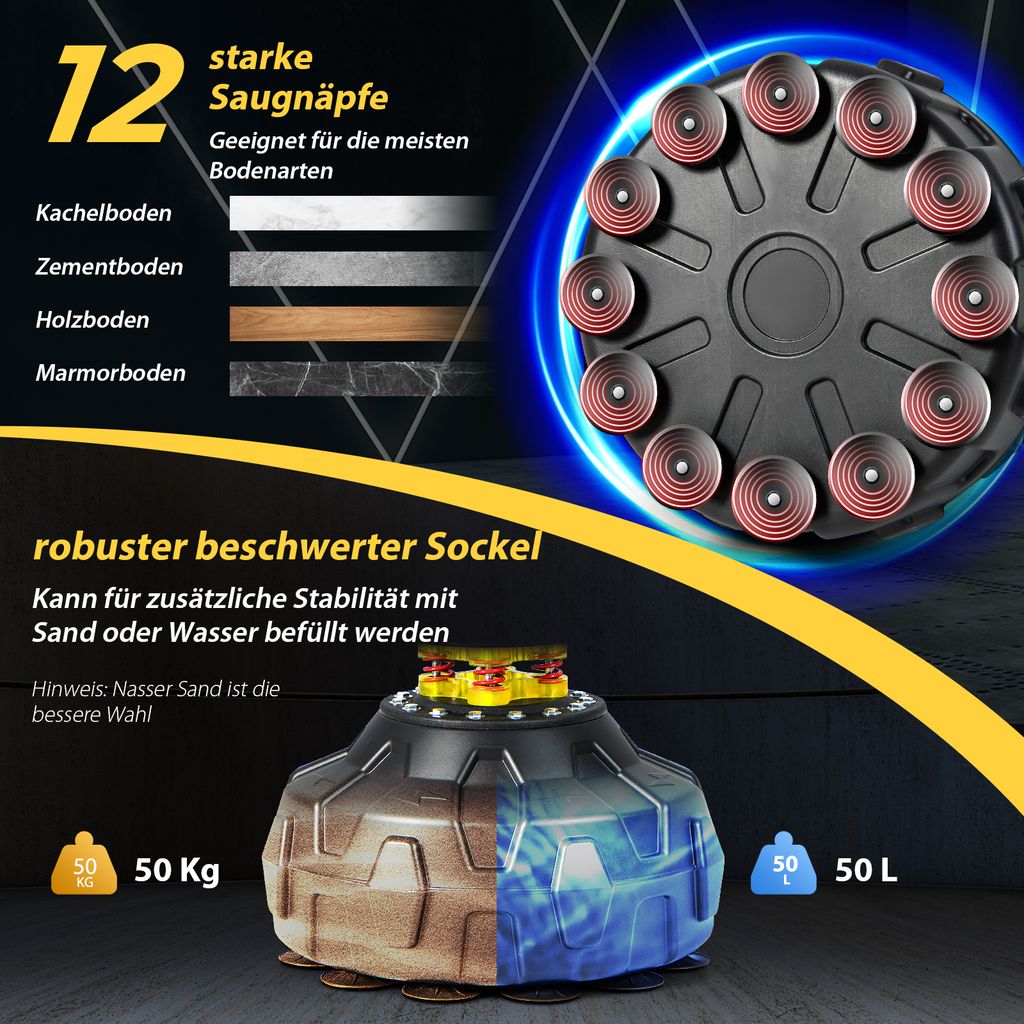 COSTWAY Punchingball stehend, 360° Reflexstange, Produktbild 4