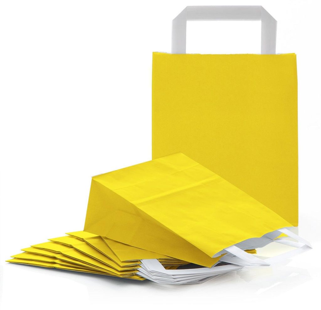 10 kleine gelbe Papiertüte Osternest Papiertasche Geschenktüte 18 x 8 x 22 cm Geschenkbeutel Verpackung Geschenk Mitgebsel give-away Geschenksäc...