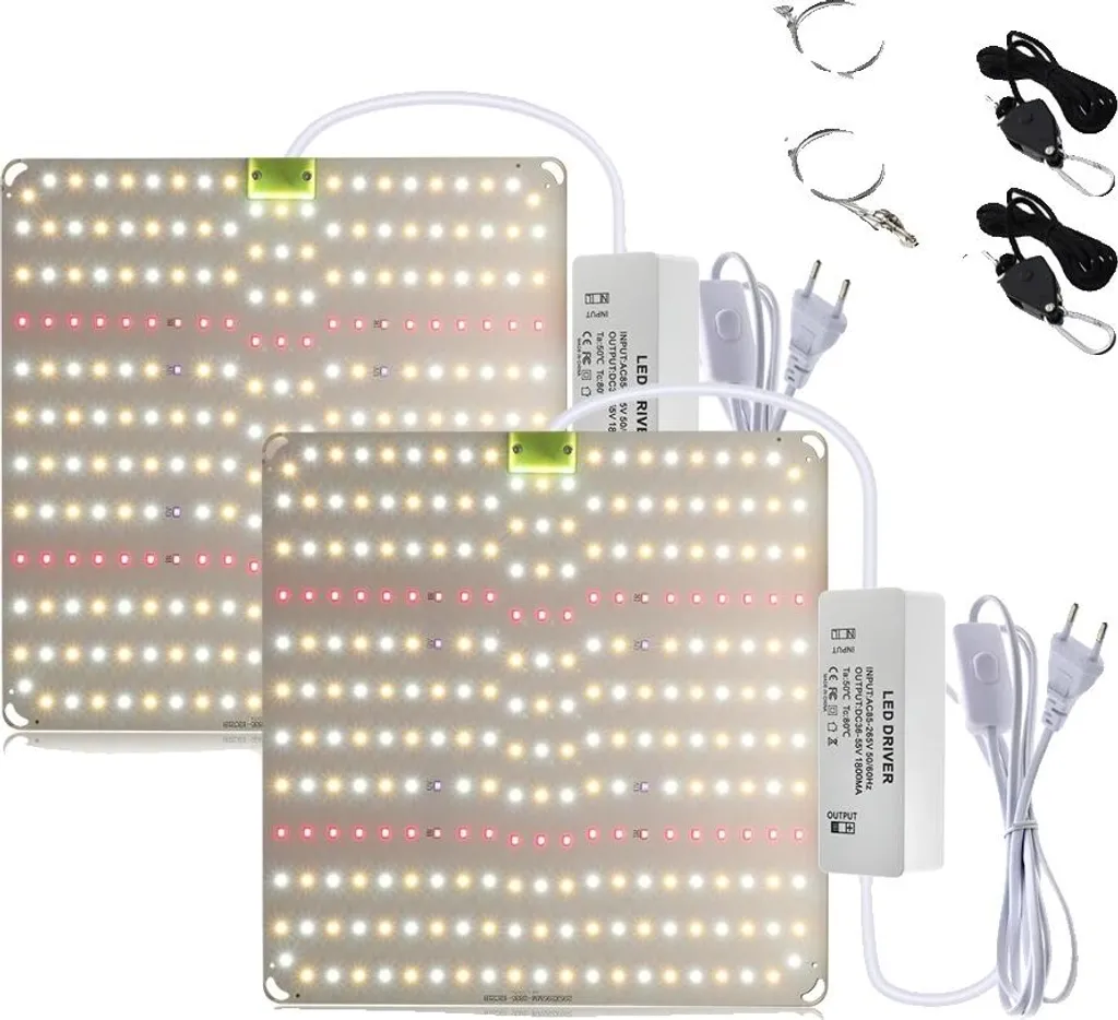 Lampe LED pour plantes à spectre complet dimmable, lot de 2 pièces noires